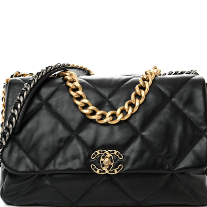 Chanel Lambskin Quilted Maxi Chanel 19 Flap Black 8 of 12