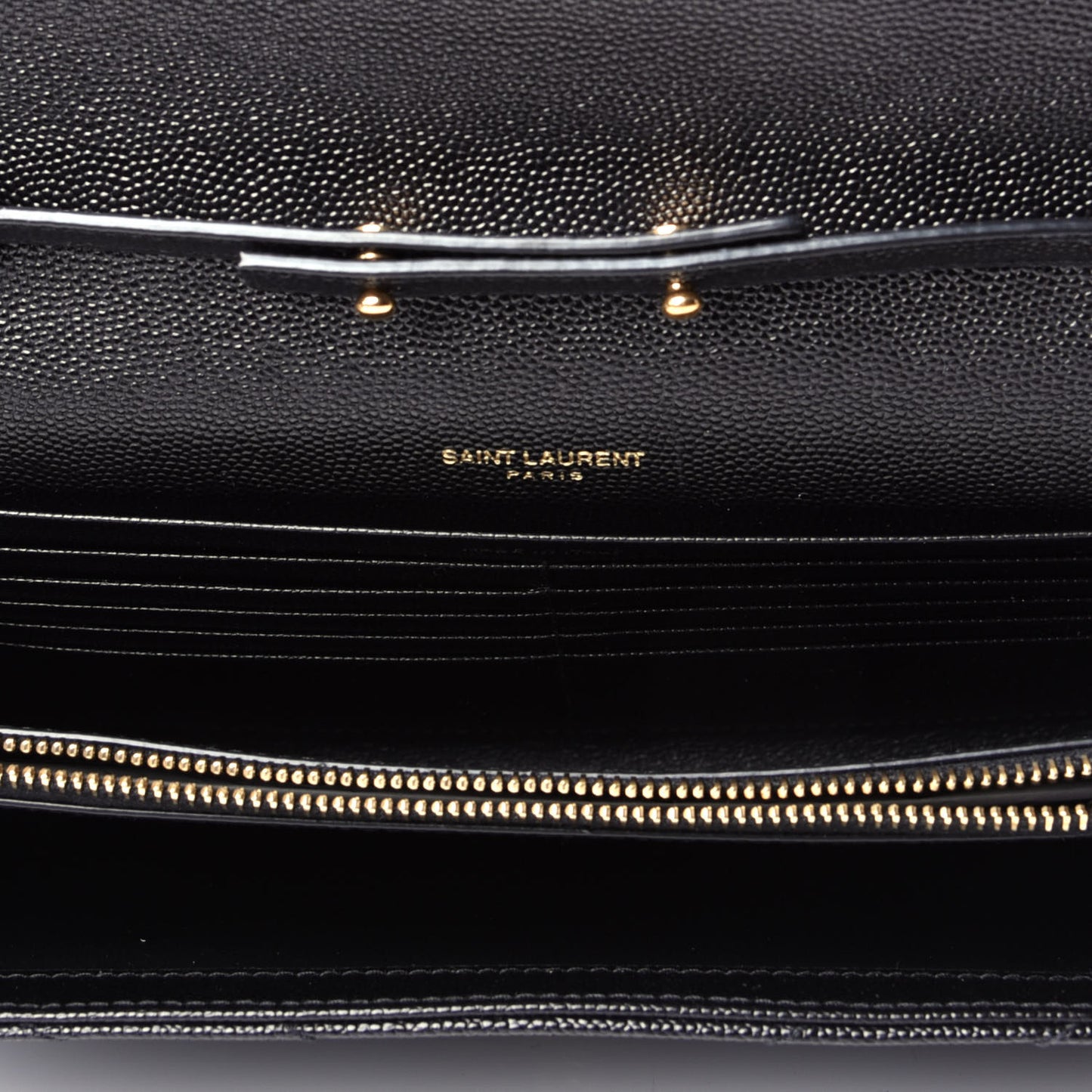 Grain De Poudre Matelasse Chevron Monogram Chain Wallet Black