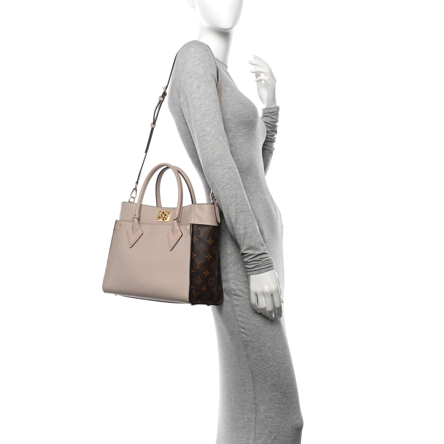 Calfskin Monogram On My Side MM Greige