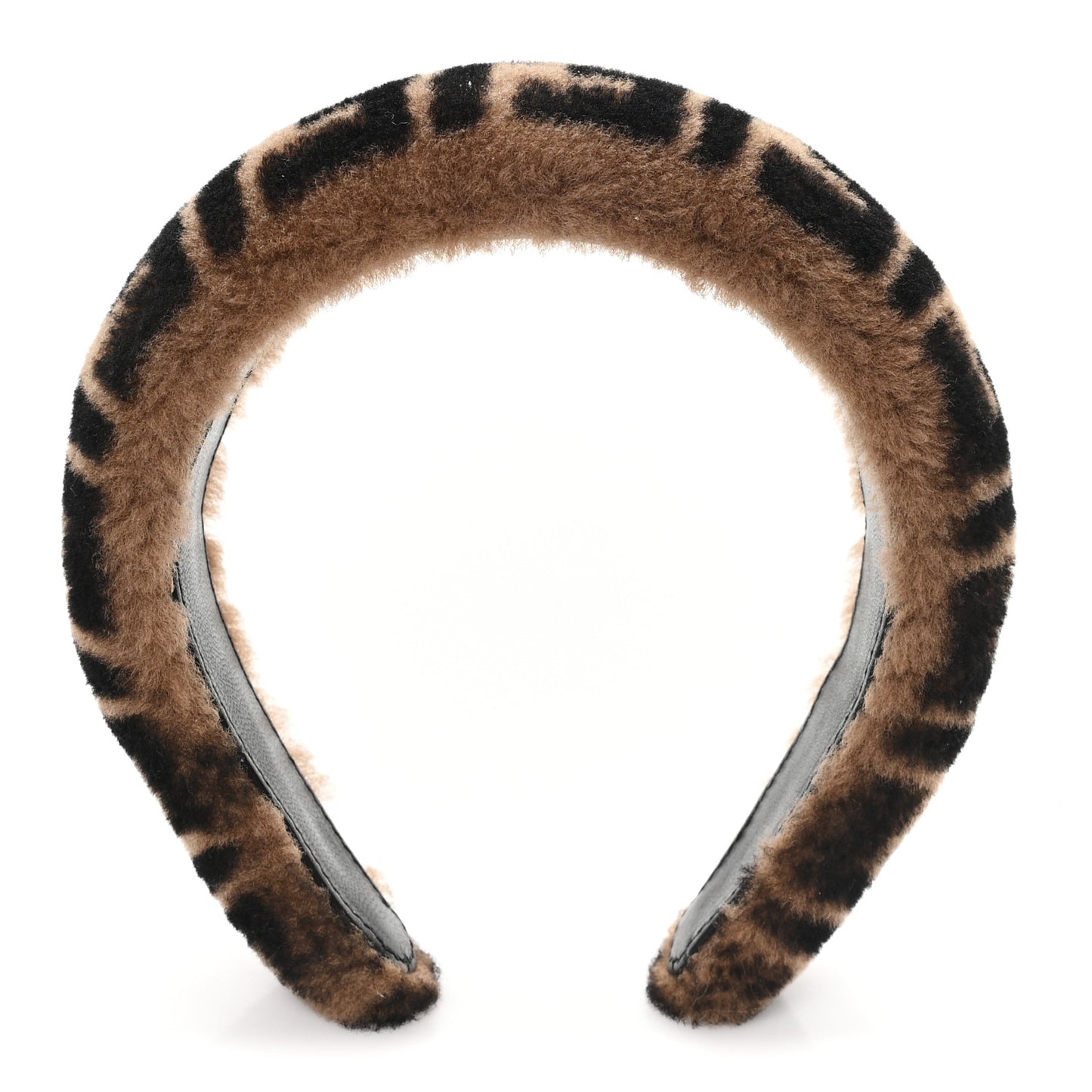 Shearling FF Logo Headband Tobacco