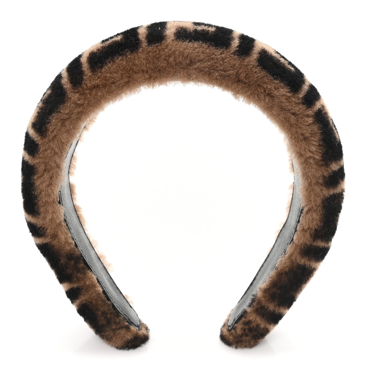 Fendi Shearling FF Logo Headband Tobacco 1 of 5