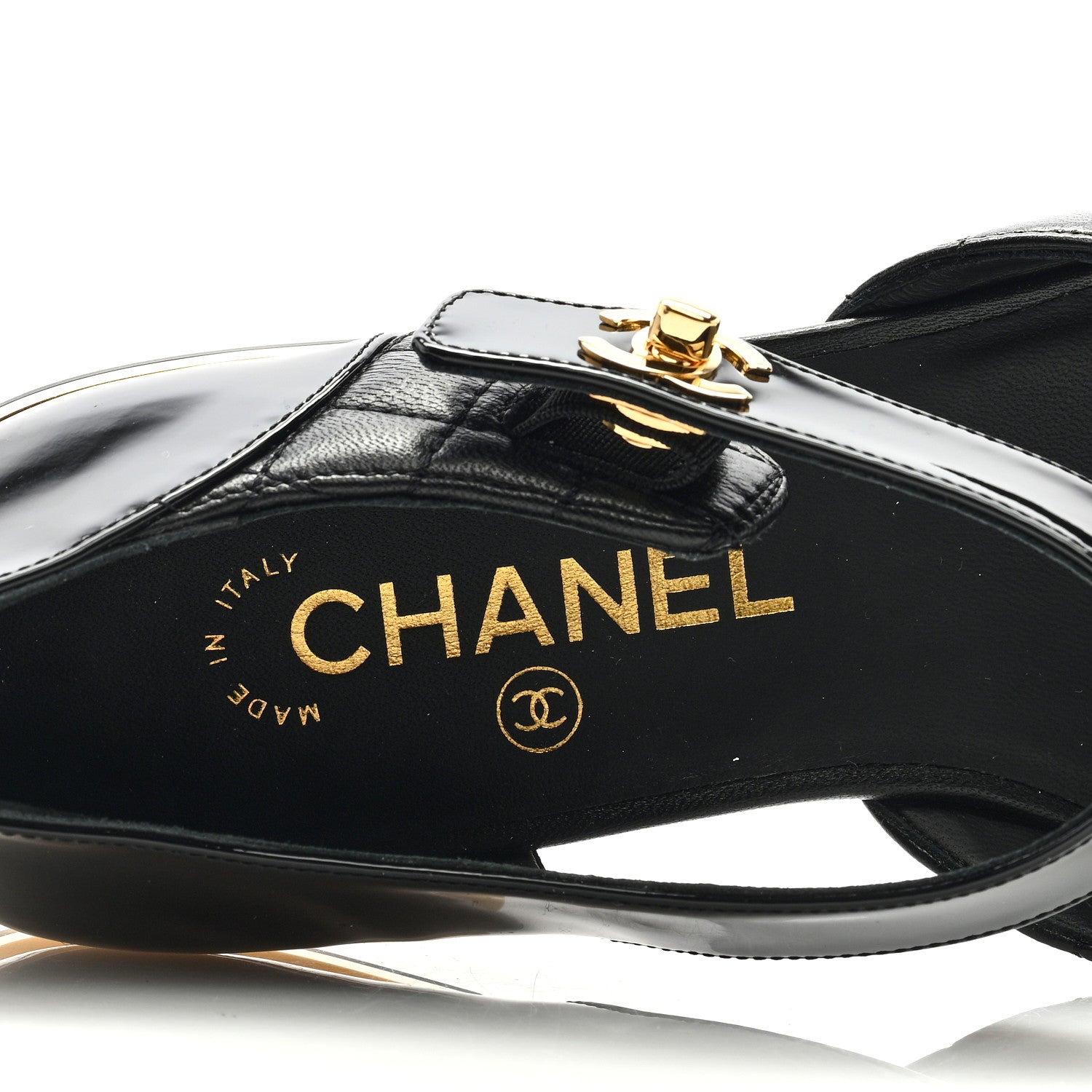 Chanel Patent Lambskin Quilted Cap Toe Ballerina Flats 38 Black 7 of 8