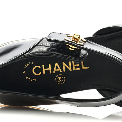 Chanel Patent Lambskin Quilted Cap Toe Ballerina Flats 38 Black 7 of 8
