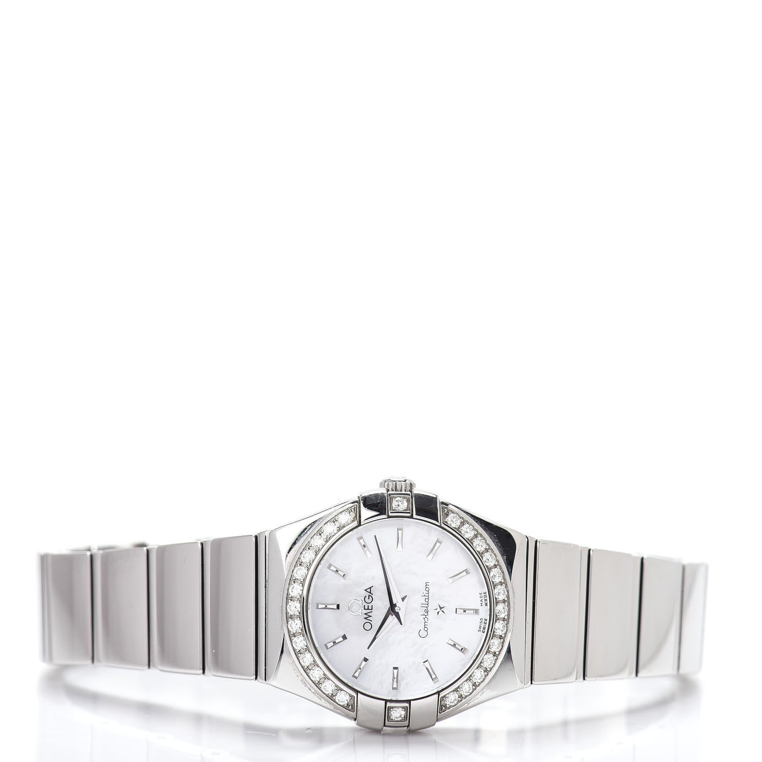 Omega Stainless Steel Diamond Bezel Mother of Pearl 24mm Constellation Quartz Watch 123.15.24.60.05.002 2 of 5