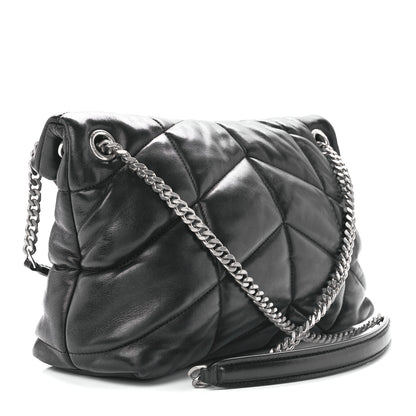 Saint Laurent Lambskin Quilted Small Loulou Puffer Monogram Chain Satchel Black 3 of 12