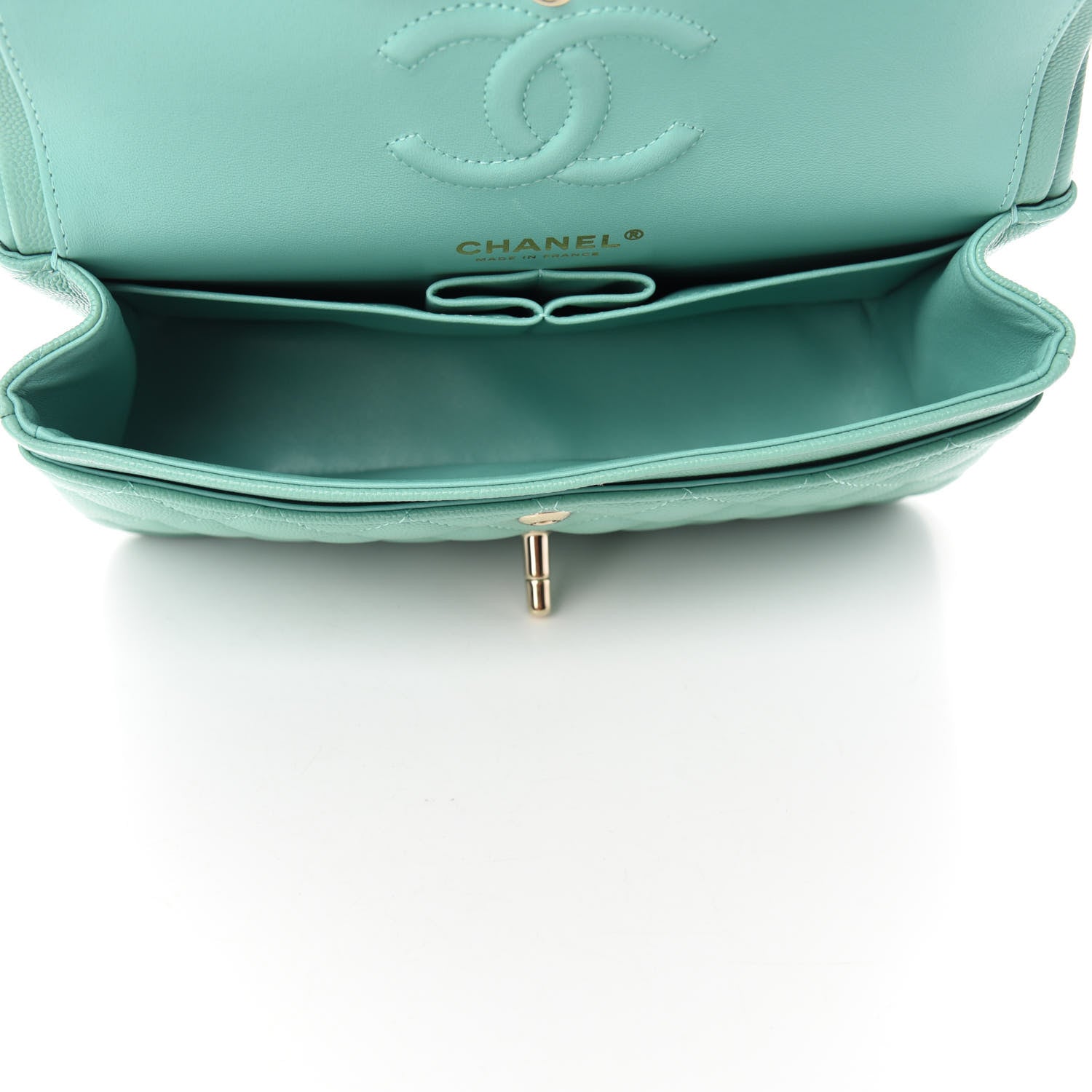 Chanel Caviar Quilted Small Double Flap Light Green 5 of 11