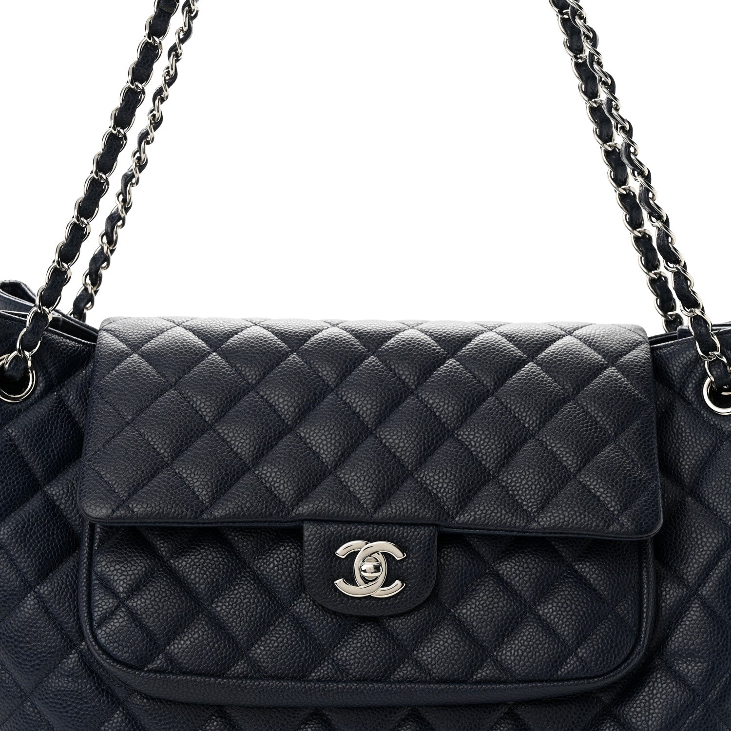 Chanel Caviar Quilted Flap Tote Navy Blue 8 of 12