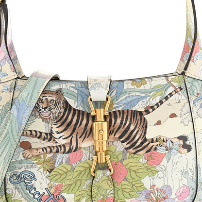 Gucci New Shangai Calfskin Tiger Savanah Small Jackie 1961 Hobo Chalky White Multicolor 8 of 10