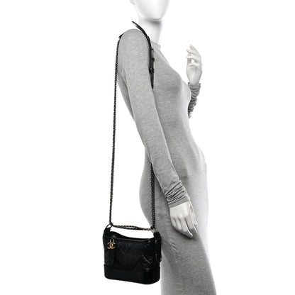 Chanel Aged Calfskin Quilted Small Gabrielle Hobo Black 2 of 12