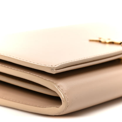 Saint Laurent Glossy Calfskin Monogram Chain Wallet Dark Beige 8 of 10