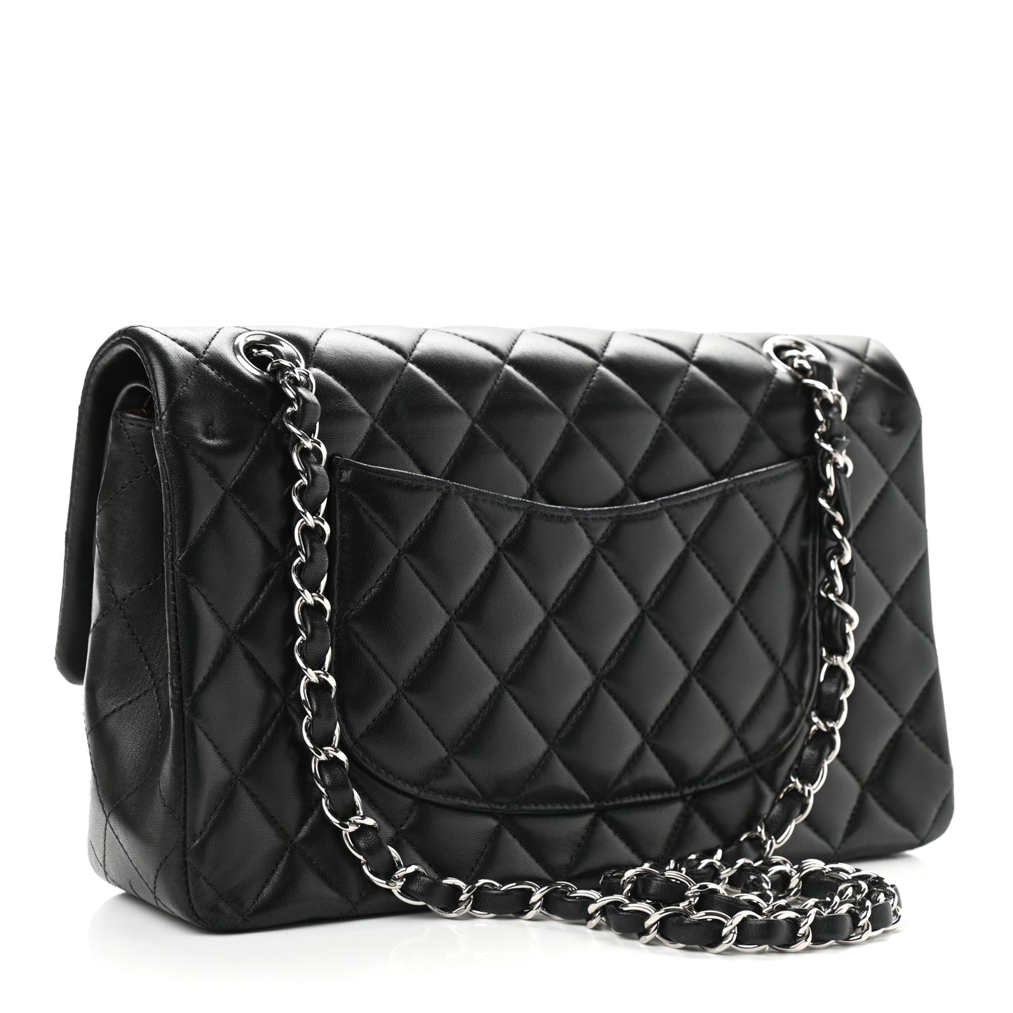 Lambskin Quilted Medium Double Flap Black