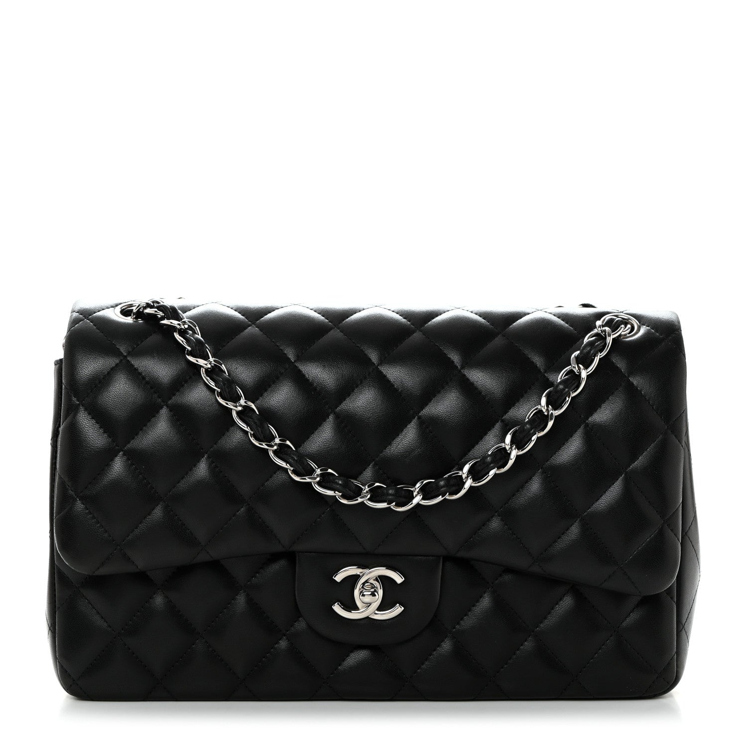 Chanel Lambskin Quilted Jumbo Double Flap Black 1 of 9