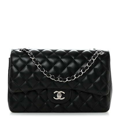 Chanel Lambskin Quilted Jumbo Double Flap Black 1 of 9