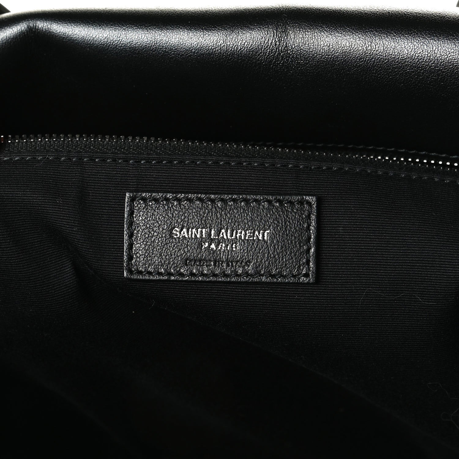Saint Laurent Calfskin Miles Logo Bowler Duffel Bag Black 6 of 15