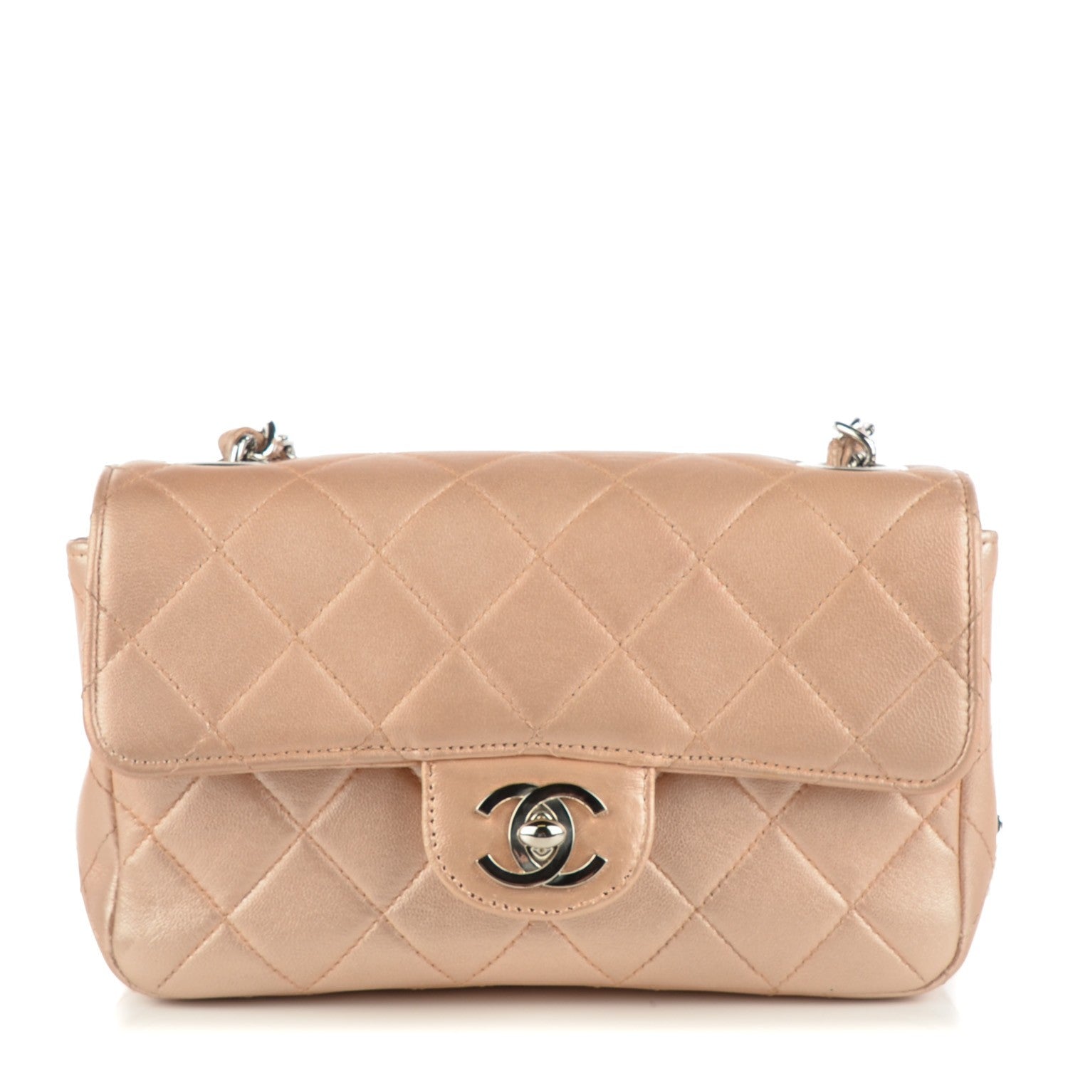 Chanel Metallic Lambskin Quilted Extra Mini Flap Light Pink 1 of 8