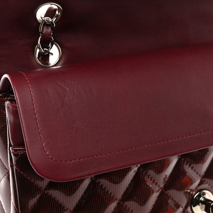 Chanel Striated Patent Quilted Medium Double Flap Burgundy 11 of 11