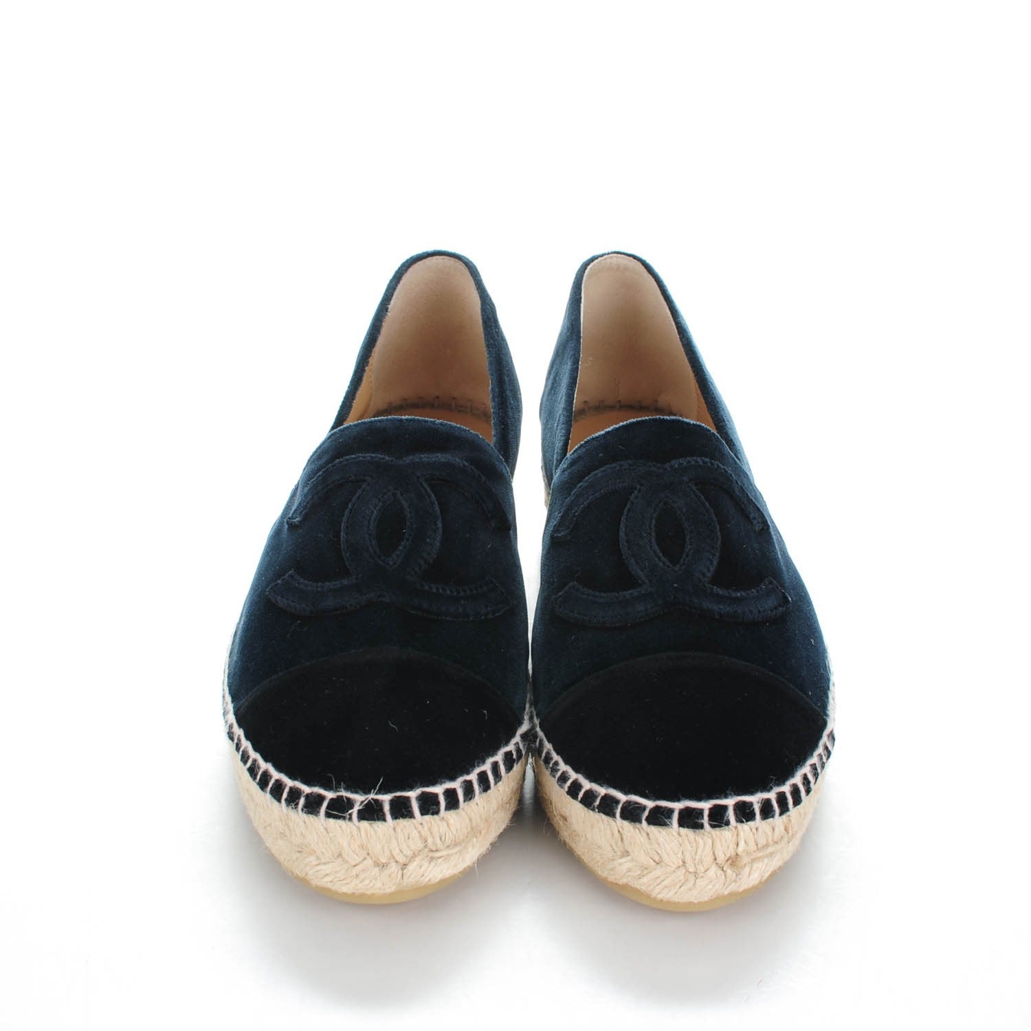 Chanel Velvet CC Espadrilles 39 Dark Navy Black 2 of 8