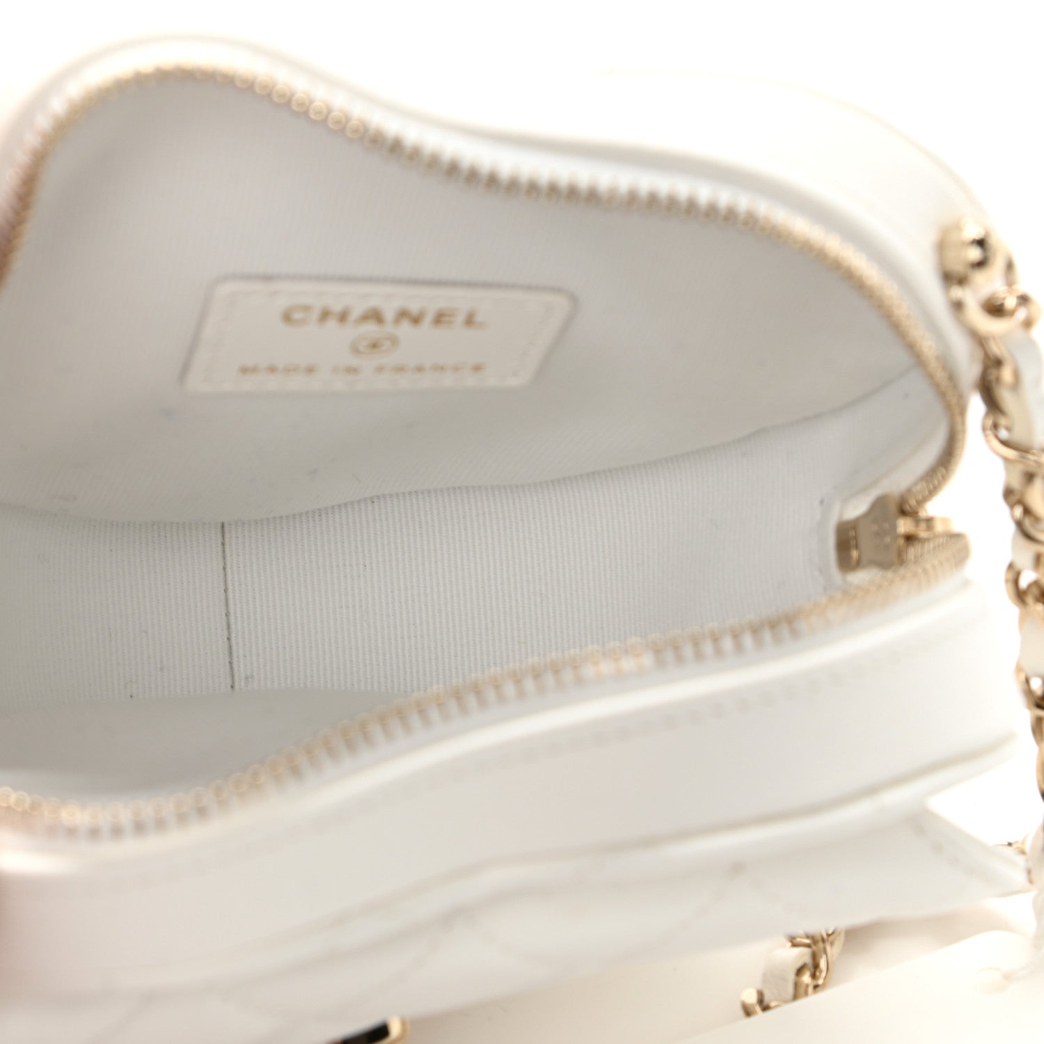 Chanel Lambskin Quilted CC In Love Heart Clutch With Chain White 5 of 11