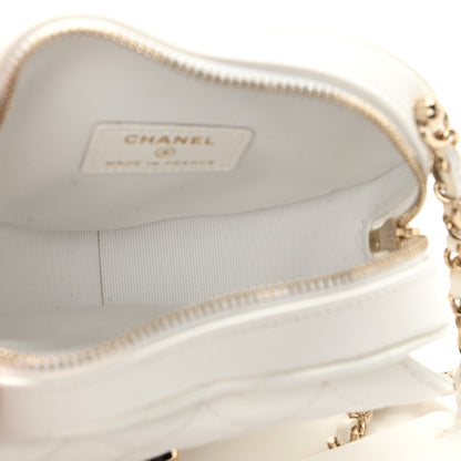 Chanel Lambskin Quilted CC In Love Heart Clutch With Chain White 5 of 11