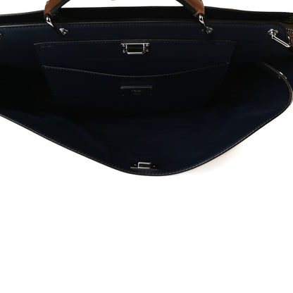 Fendi Smooth Calfskin FF Embossed Sfumate Large Mens Peekaboo Iconic Essential Satchel Cuoio 5 of 20