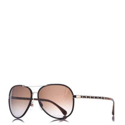 Chanel Metal Polarized Pilot Winter Sunglasses 4219-Q Brown 1 of 7