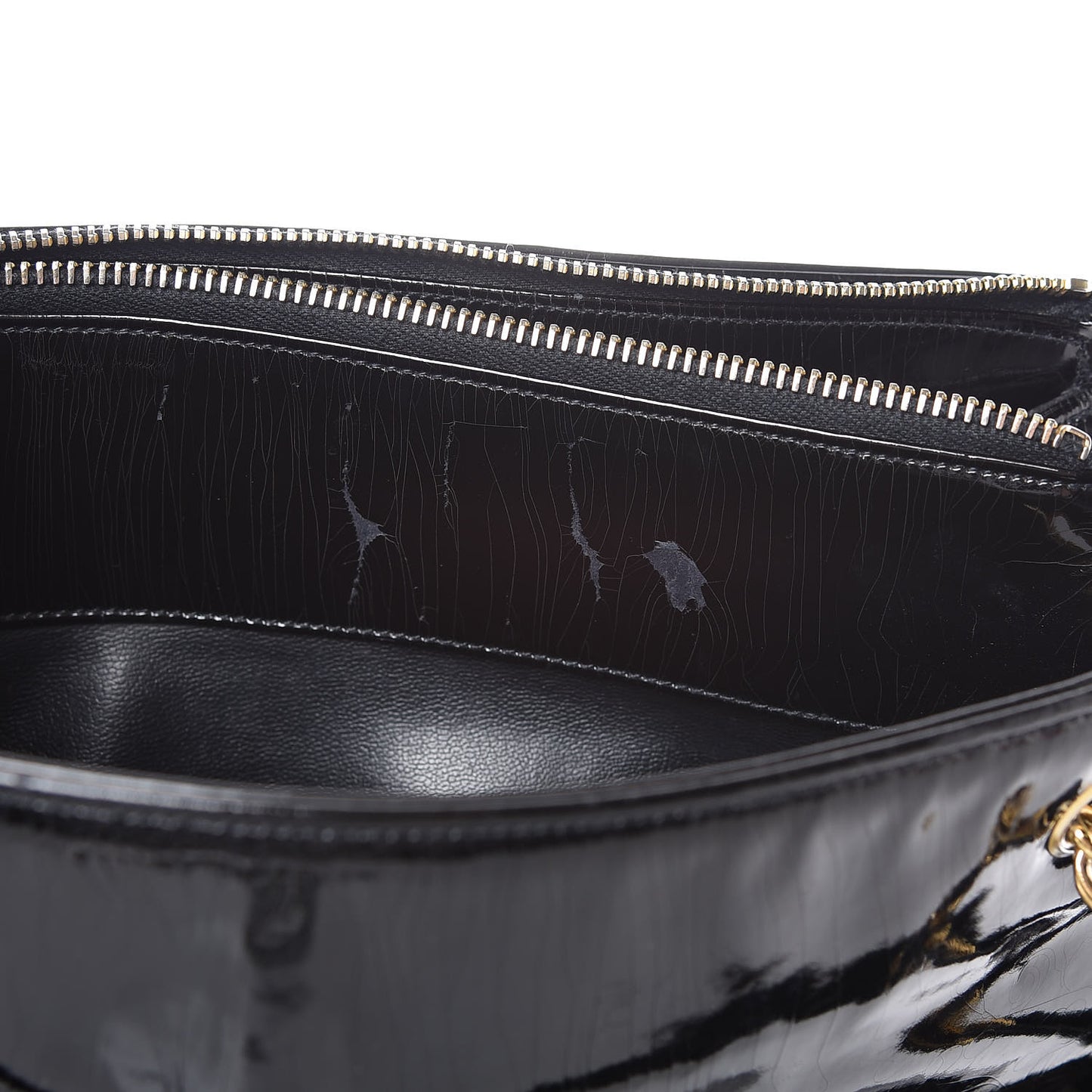 Patent CC Shoulder Bag Black