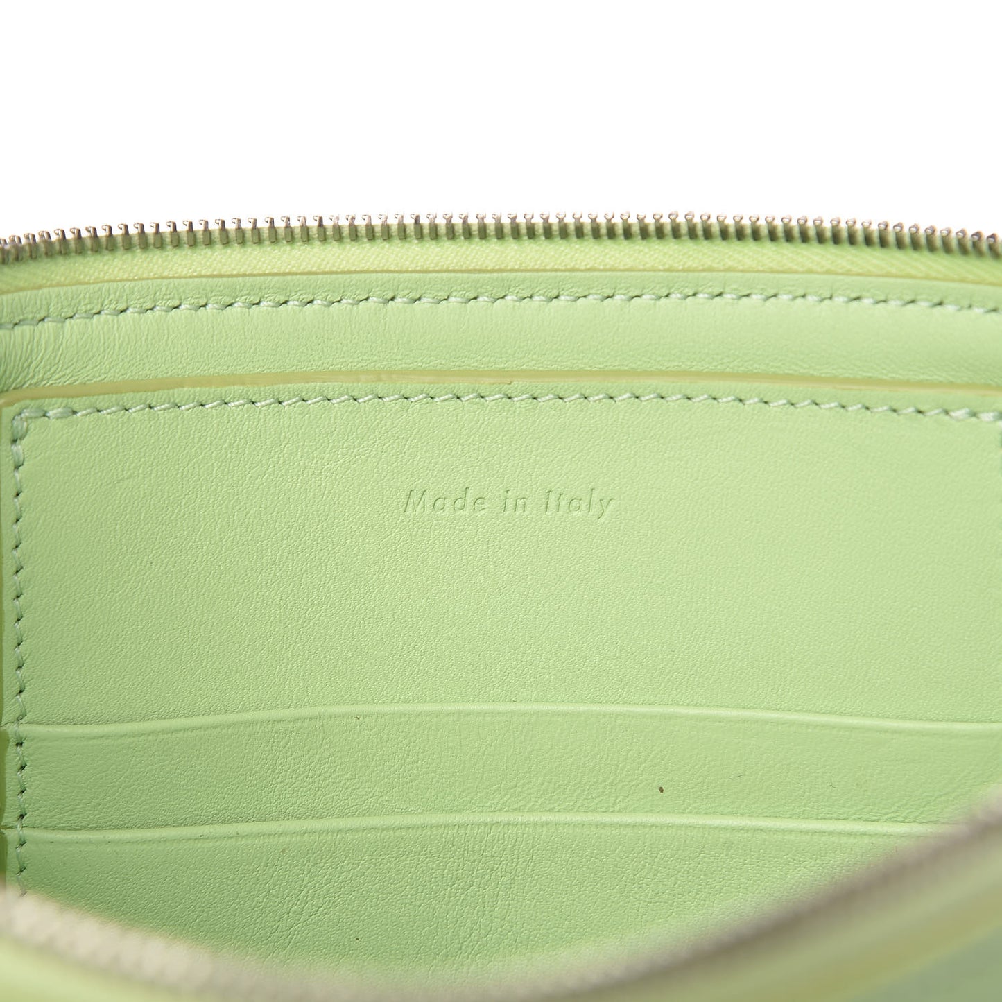 Plastic Bag with Cloudy Lambskin Solo Zip Pouch Clutch Lime