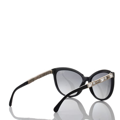 Chanel Crystal Baguette Polarized Cat Eye Bijou Sunglasses 5307-B Black 4 of 8