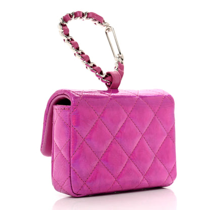 Chanel Patent Lambskin Quilted CC Hook Card Holder Pink 3 of 8