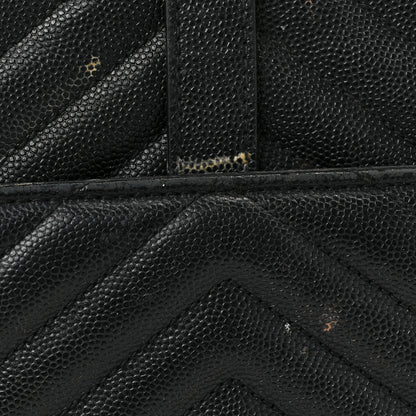 Saint Laurent Grain De Poudre Matelasse Chevron Medium Monogram Satchel Black 12 of 12
