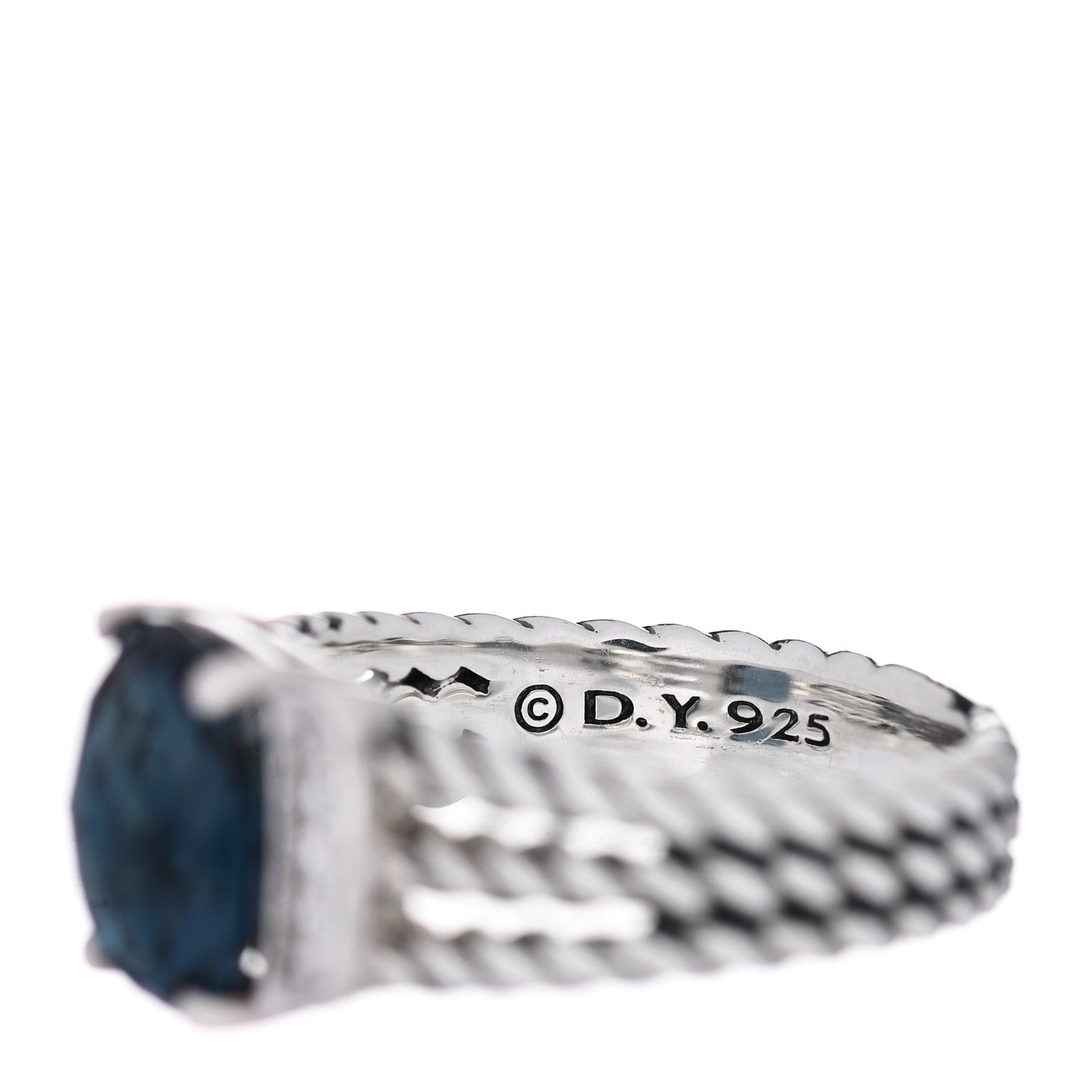 David Yurman Sterling Silver Diamond Hampton Blue Topaz 10mm Petite Wheaton Ring 54 7 5 of 5