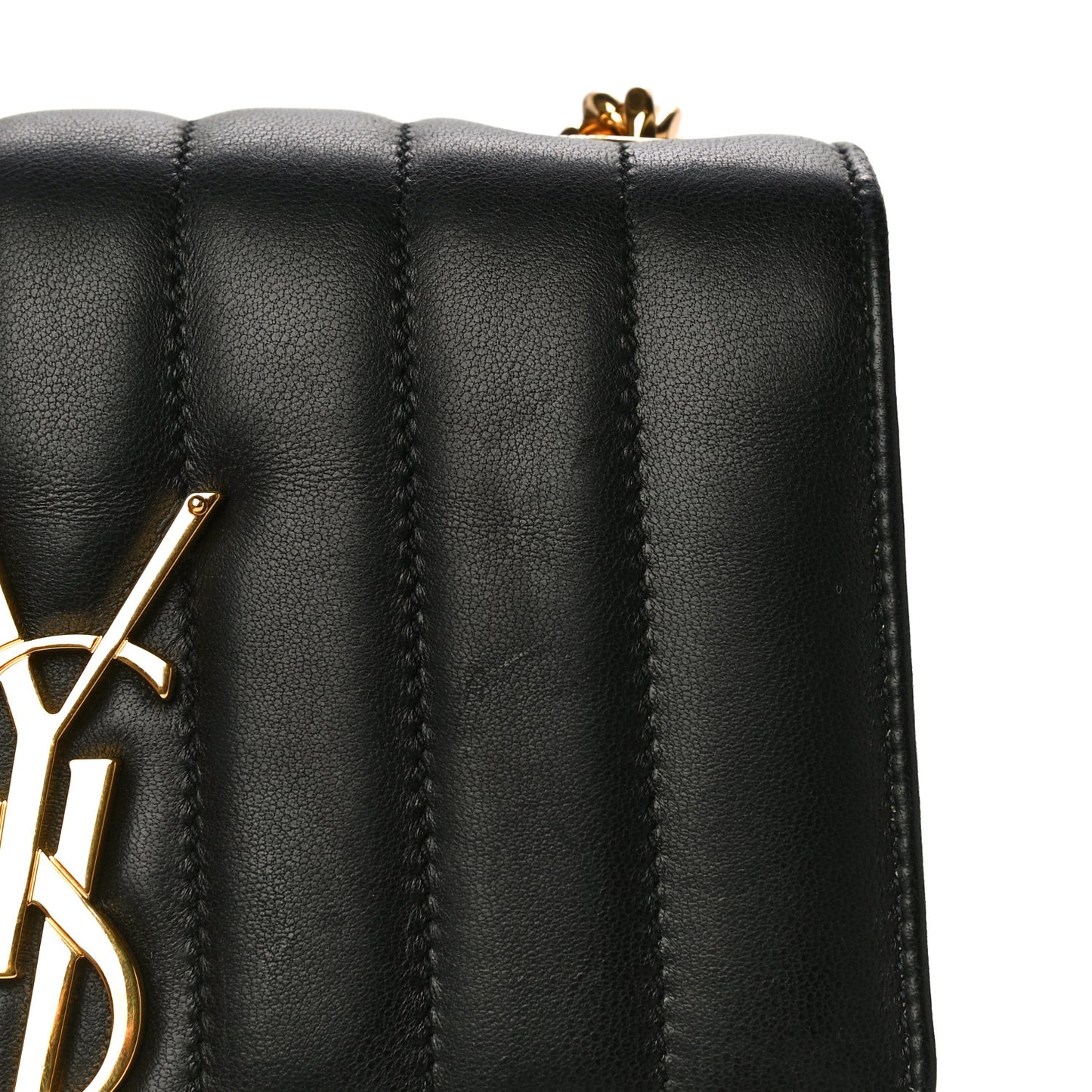 Lambskin Matelasse Monogram Small Vicky Chain Bag Black