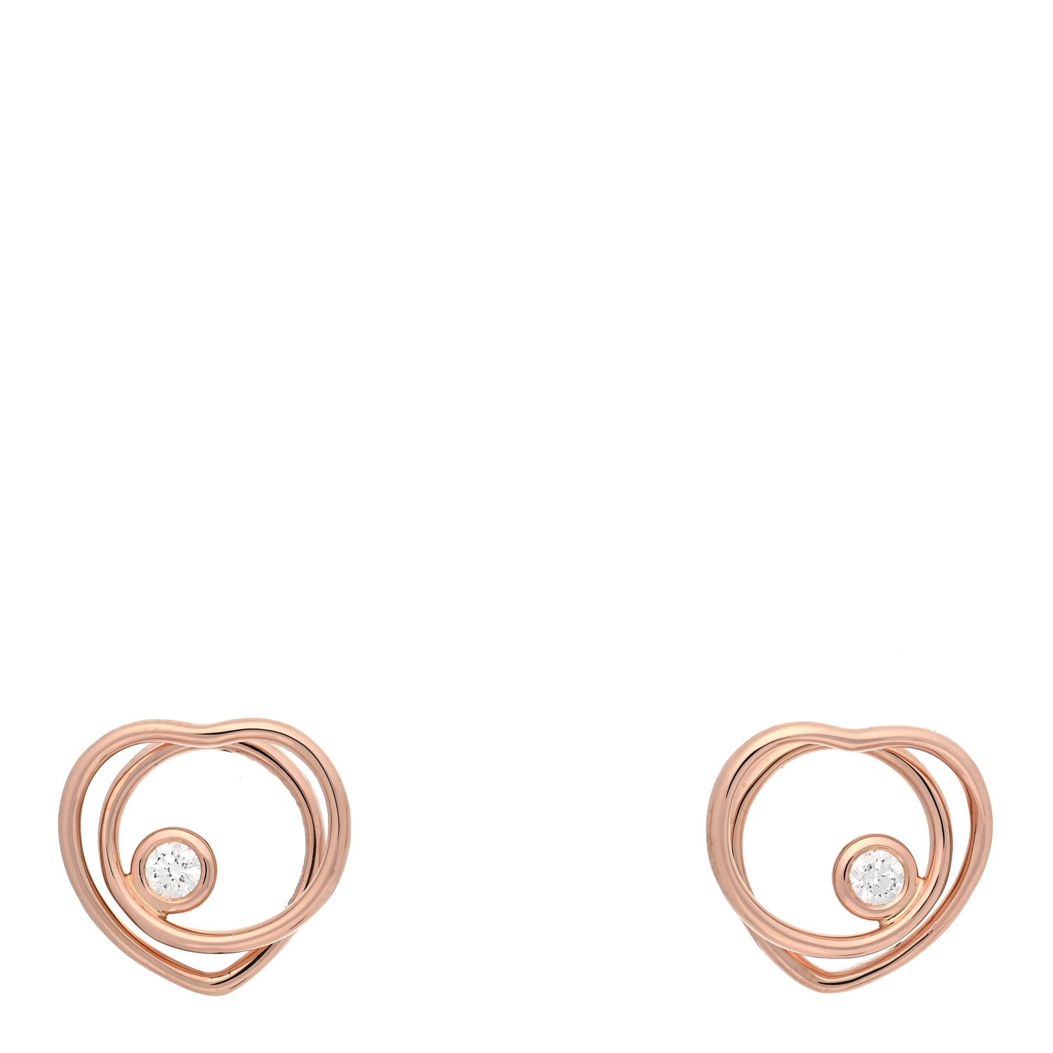Hermes 18K Rose Gold Diamond TPM Vertige Coeur Earrings 1 of 5