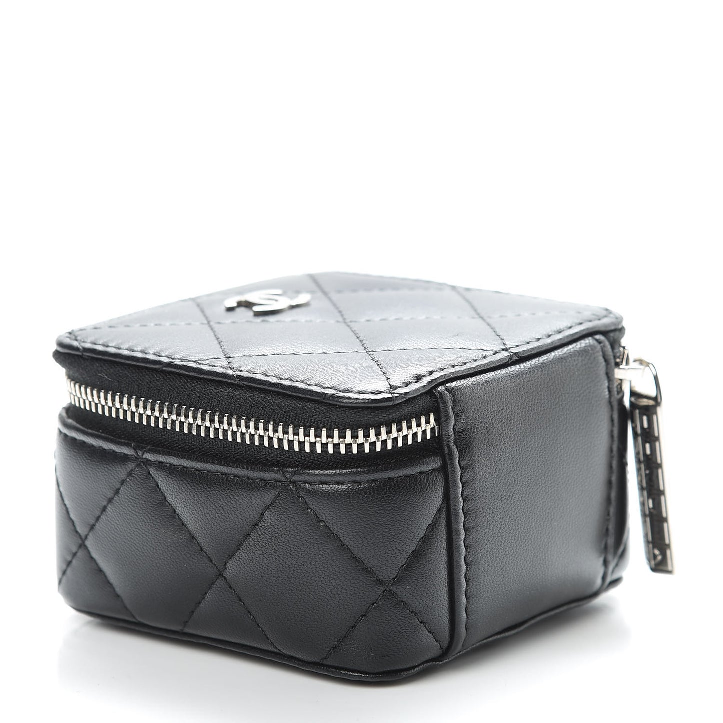 Lambskin Quilted Jewelry Travel Case Black