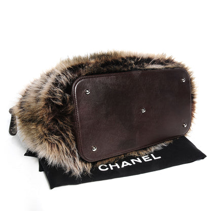 Chanel Quilted Lambskin Fantasy Fur Shopper Tote Brown 4 of 7