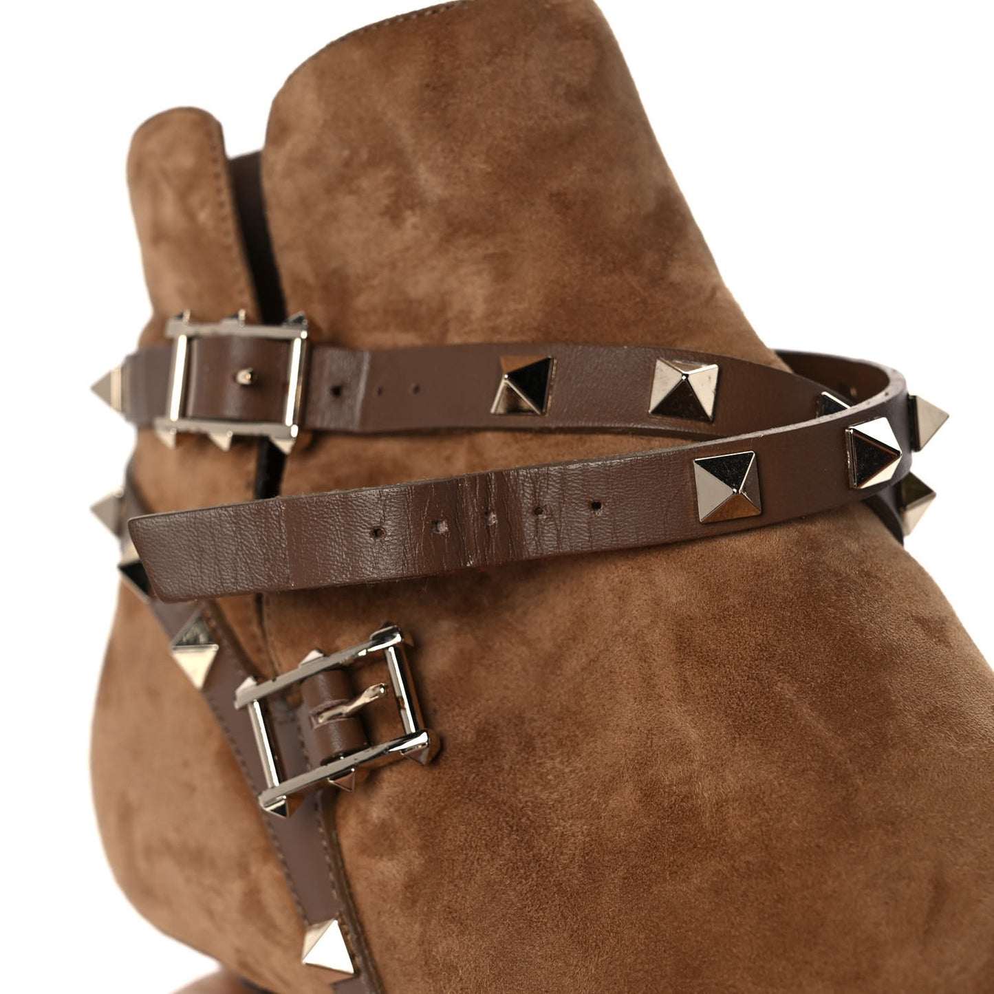 Suede Rockstud Double Buckle 65mm Ankle Boots 39 Nocciola