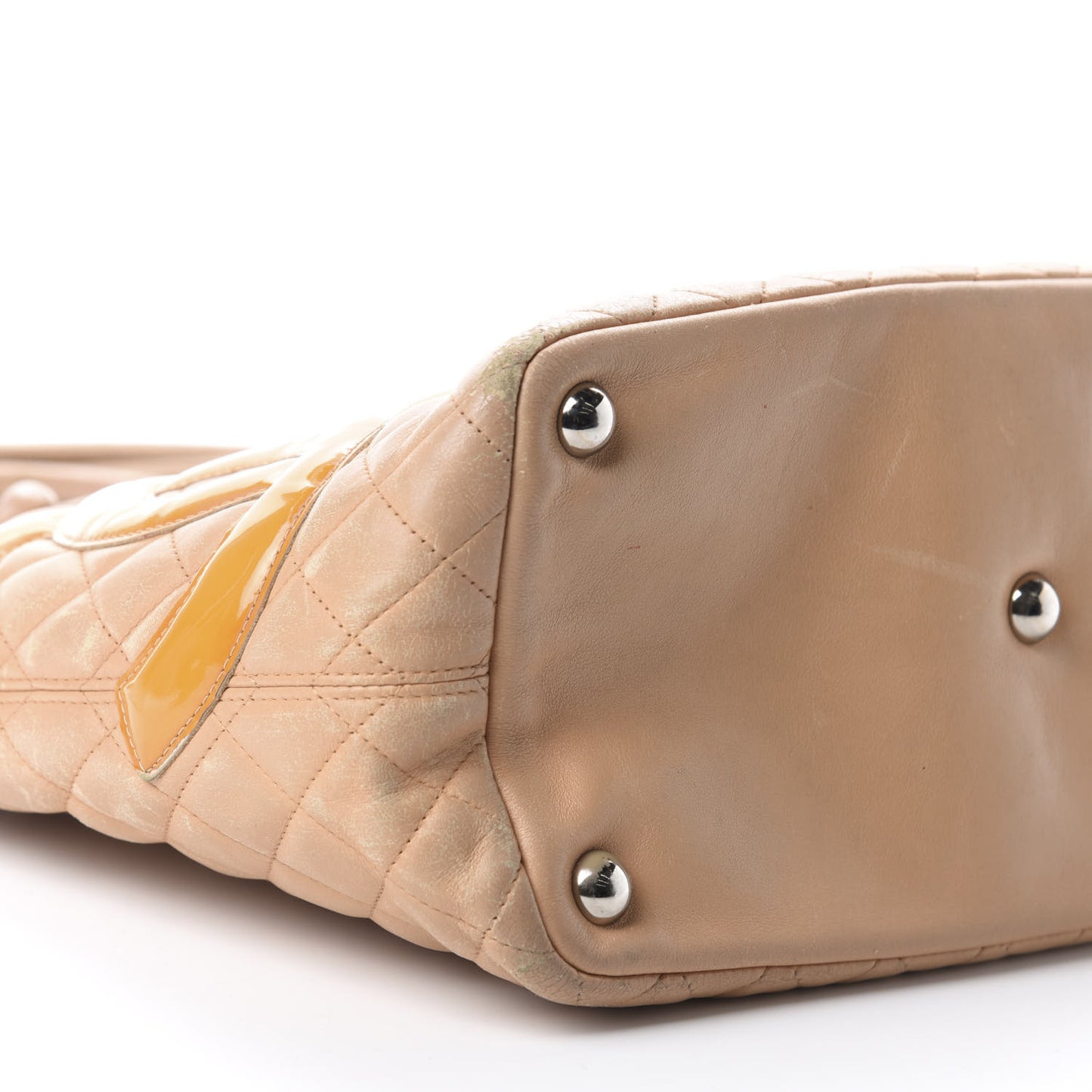 Calfskin Quilted Large Cambon Tote Beige