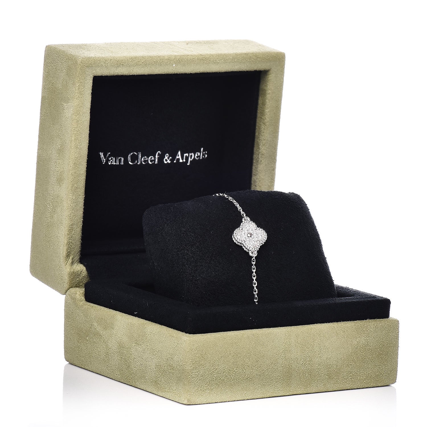 Van Cleef & Arpels 18K White Gold Diamond Sweet Alhambra Bracelet 6 of 6