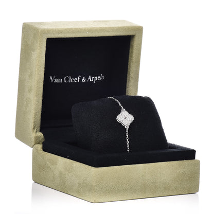 Van Cleef & Arpels 18K White Gold Diamond Sweet Alhambra Bracelet 6 of 6