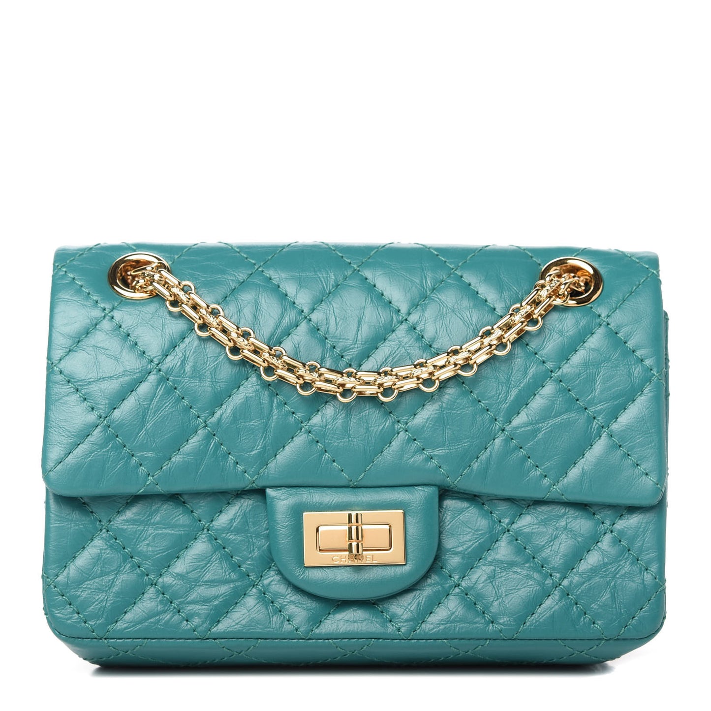 Aged Calfskin Quilted 2.55 Reissue Mini Flap Green