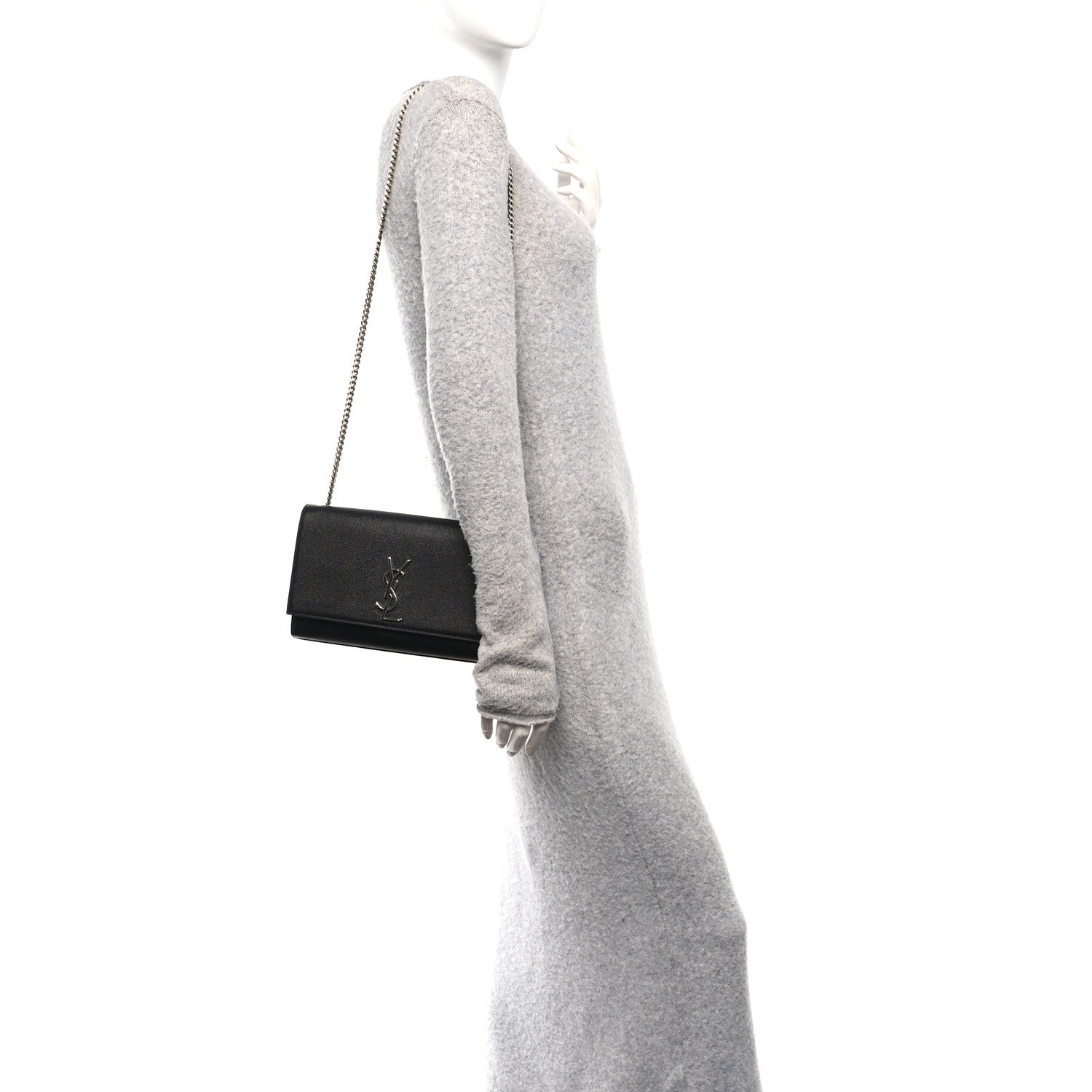 Saint Laurent Grain De Poudre Medium Classic Monogram Kate Satchel Black 2 of 11