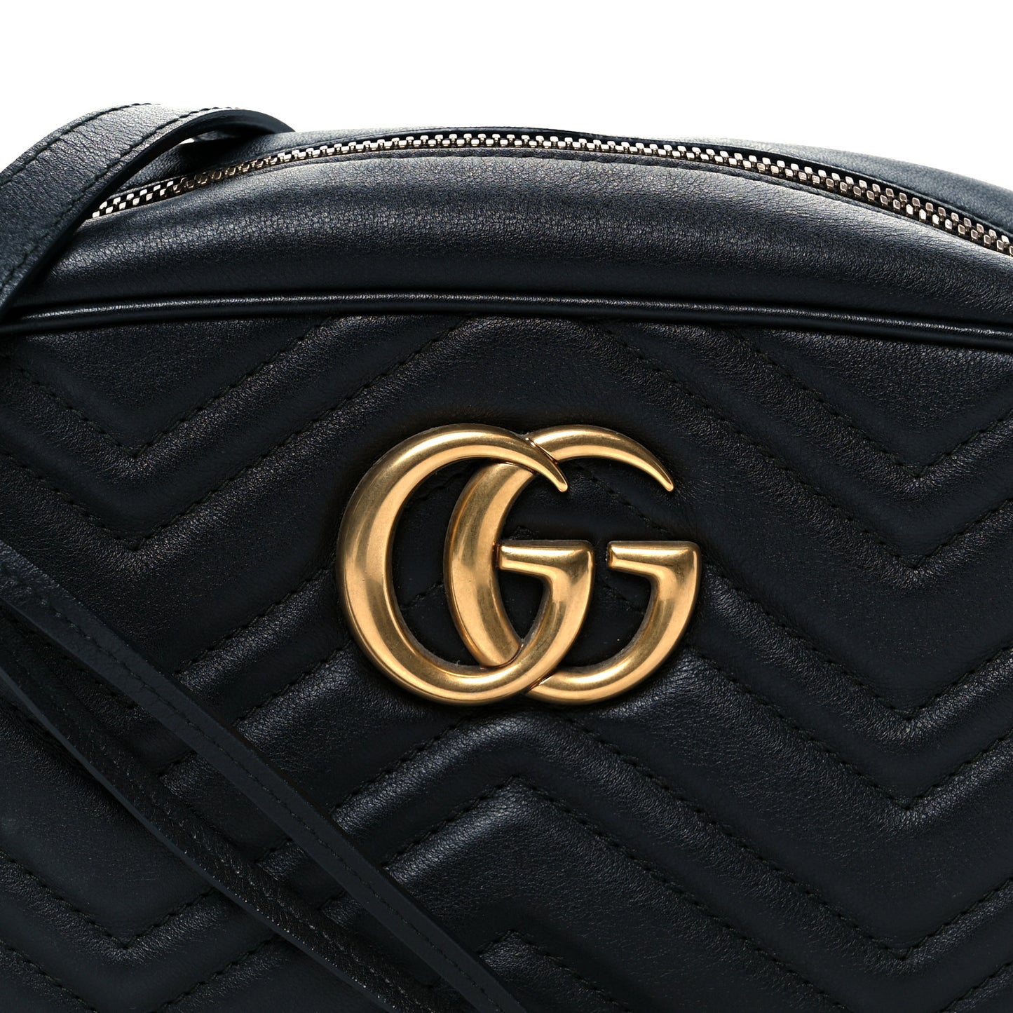 Calfskin Matelasse Small GG Marmont Chain Shoulder Bag Black