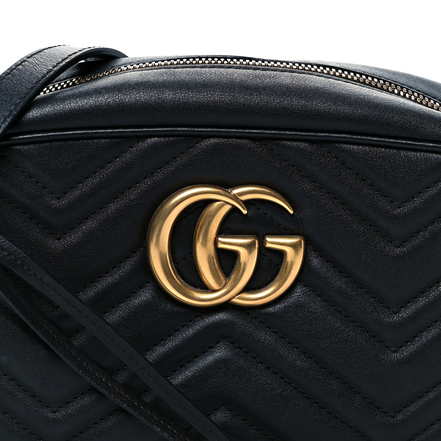 Gucci Calfskin Matelasse Small GG Marmont Chain Shoulder Bag Black 9 of 11