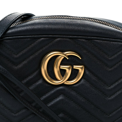 Gucci Calfskin Matelasse Small GG Marmont Chain Shoulder Bag Black 9 of 11