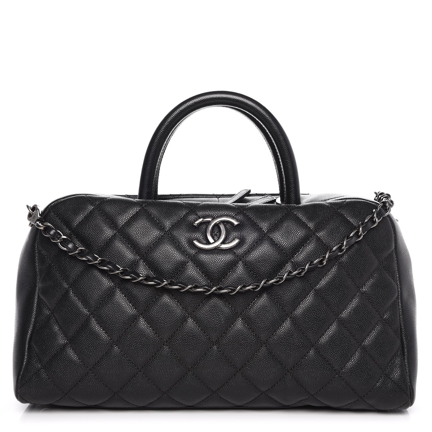 Chanel Caviar Quilted Large Coco Handle Bowling Bag Black 1 of 8