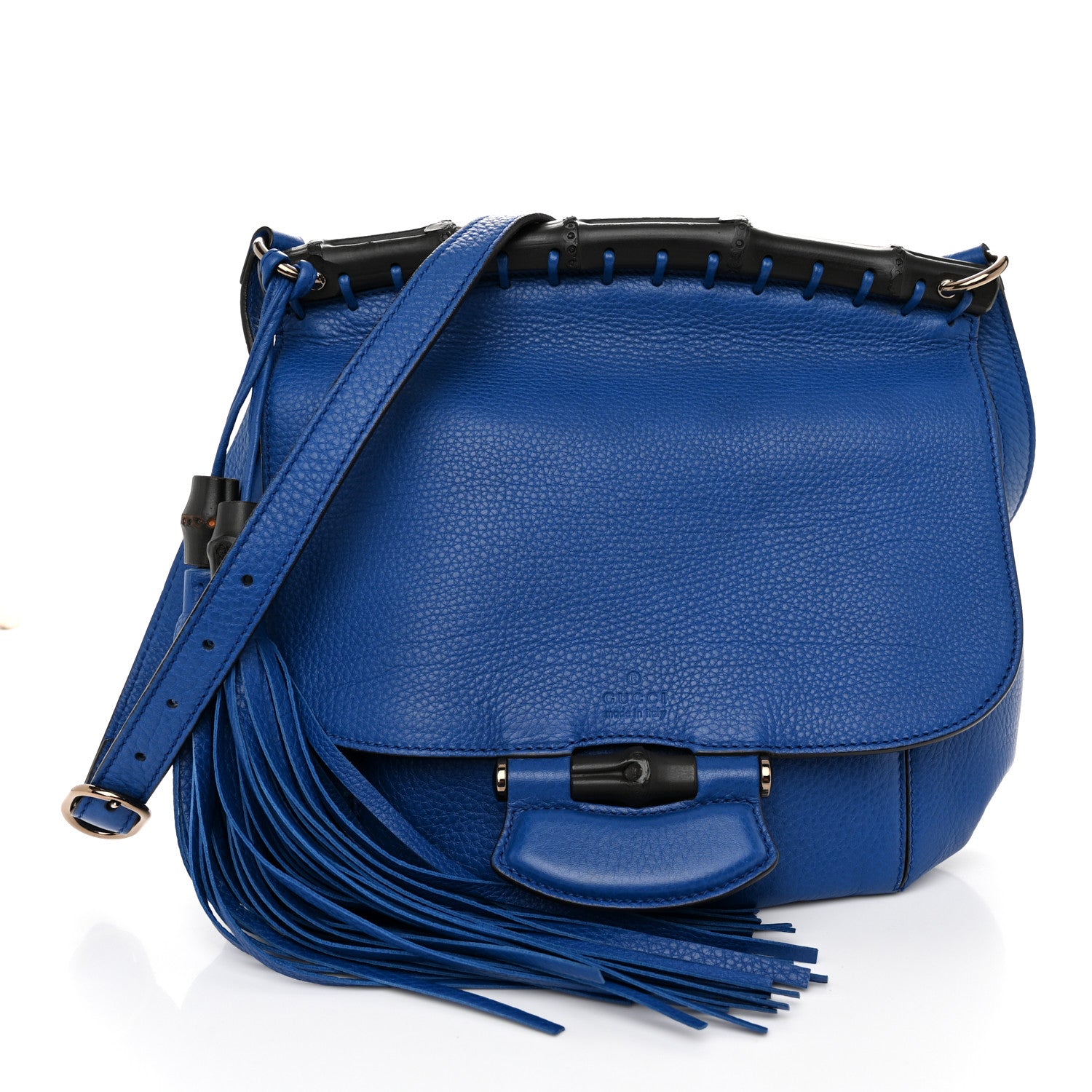 Gucci Calfskin Medium Nouveau Fringe Shoulder Bag Blue 1 of 10
