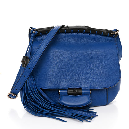 Gucci Calfskin Medium Nouveau Fringe Shoulder Bag Blue 1 of 10
