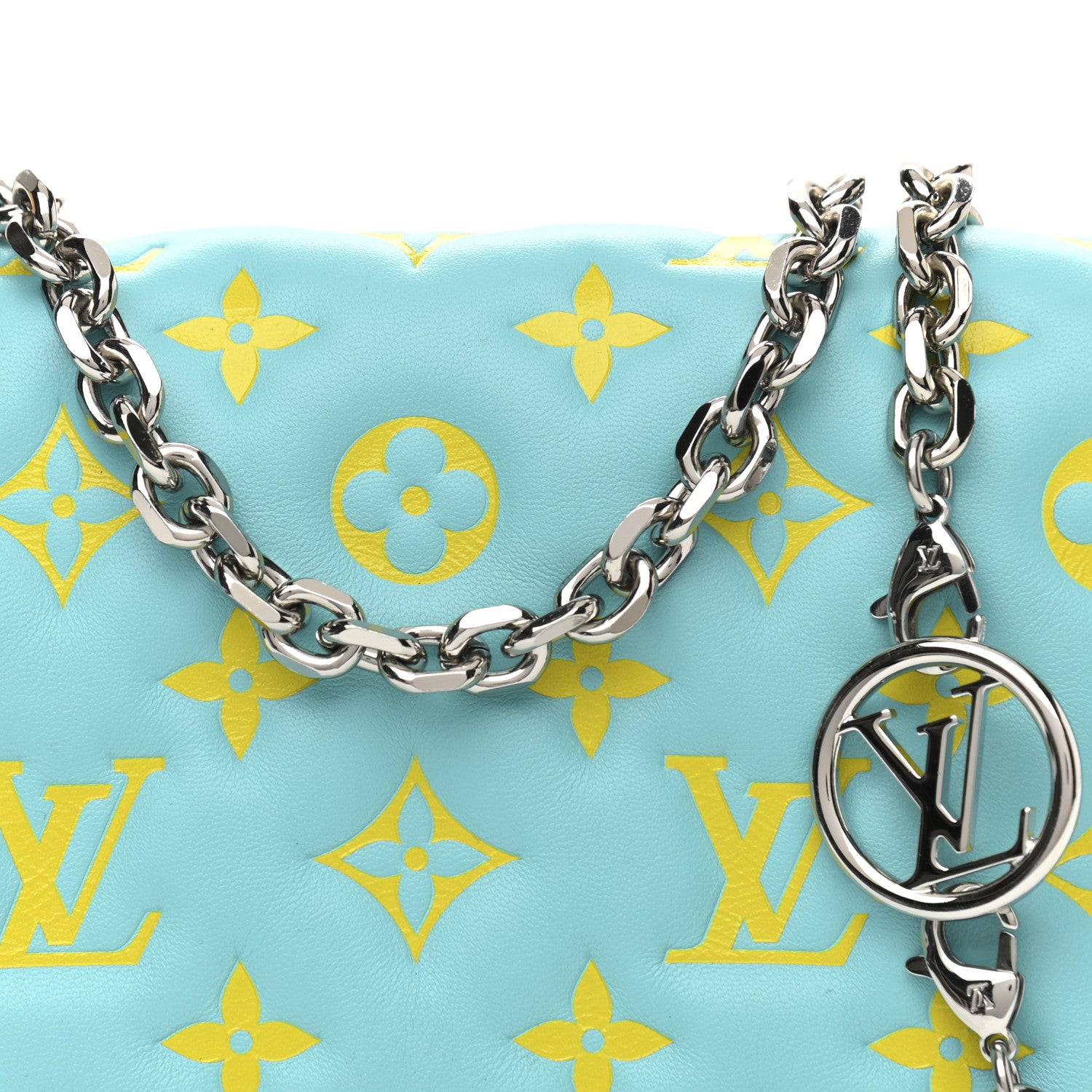 Louis Vuitton Lambskin Embossed Monogram Vuittamins Pochette Coussin Menthe Jaune 6 of 11