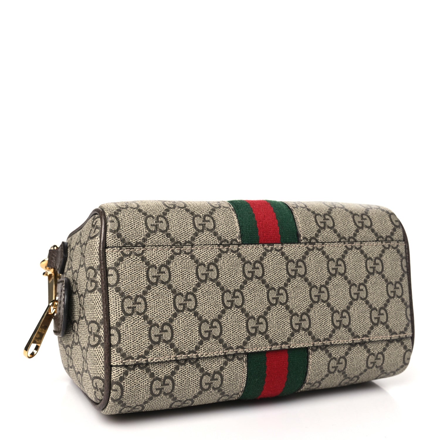 Gucci GG Supreme Monogram Textured Dollar Calfskin Web Mini Ophidia Top Handle Bag Beige Ebony New Acero 4 of 10
