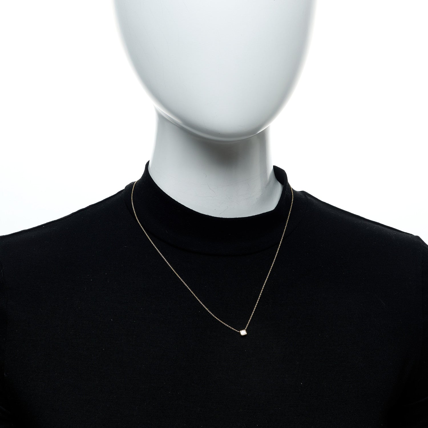 Roberto Coin 18K Yellow Gold Diamond .17ct Emerald Cut Solitaire Pendant Necklace 2 of 6